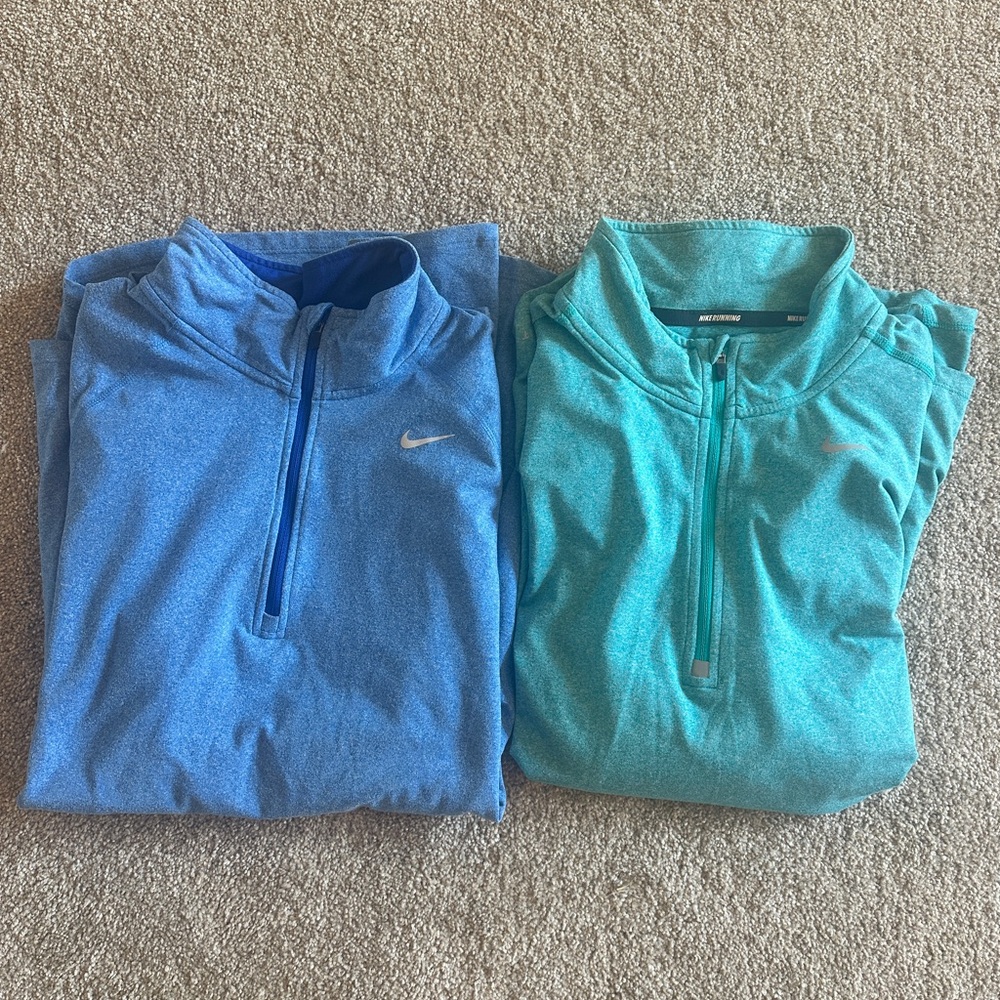 Men’s Nike Dri-FIT teal & blue Running Top - quarter zip - size small 20” ptp